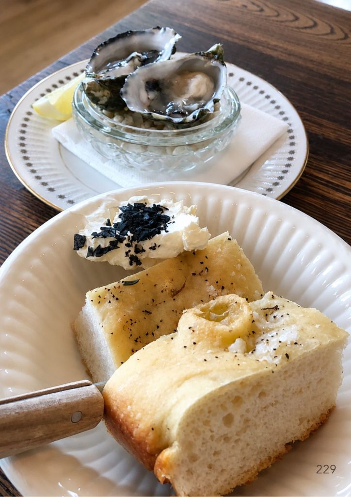 Focaccia with caviar and oysters at Maeve Wine Bar in South Brisbane