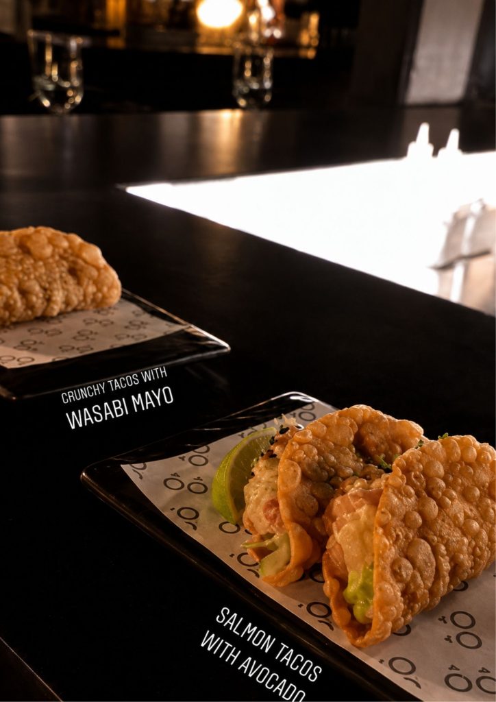 Salmon tacos with wasabi mayo at Honto in Fortitude Valley, Brisbane