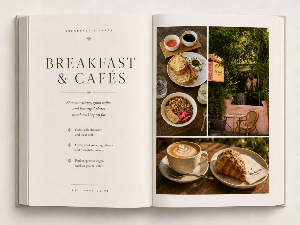 The Breakfast and Cafes chapter of the Bali Food Guide