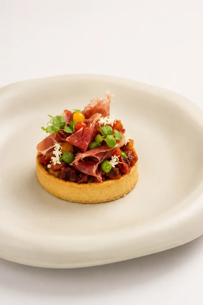 A tuna tartare tostada at a Seminyak restaurant in Bali