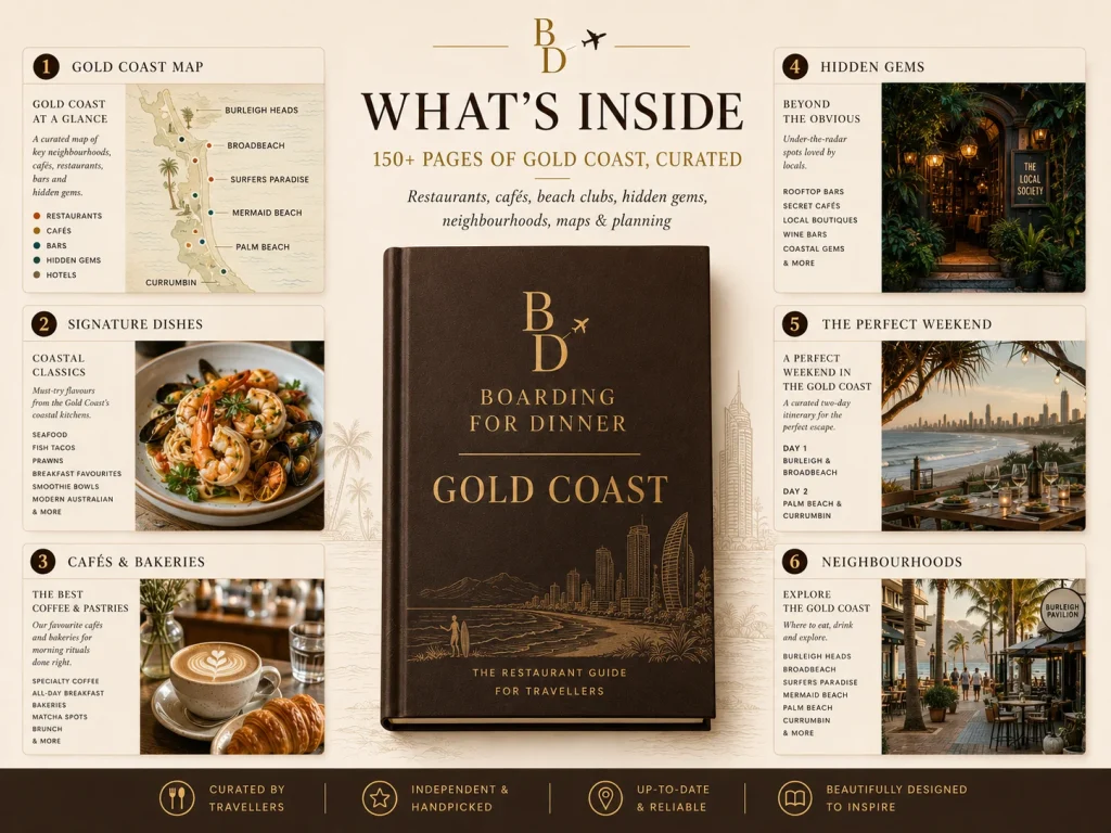 What is inside the Gold Coast Food Guide: 244 pages of restaurants, cafes, bars, hidden gems, maps and neighbourhoods